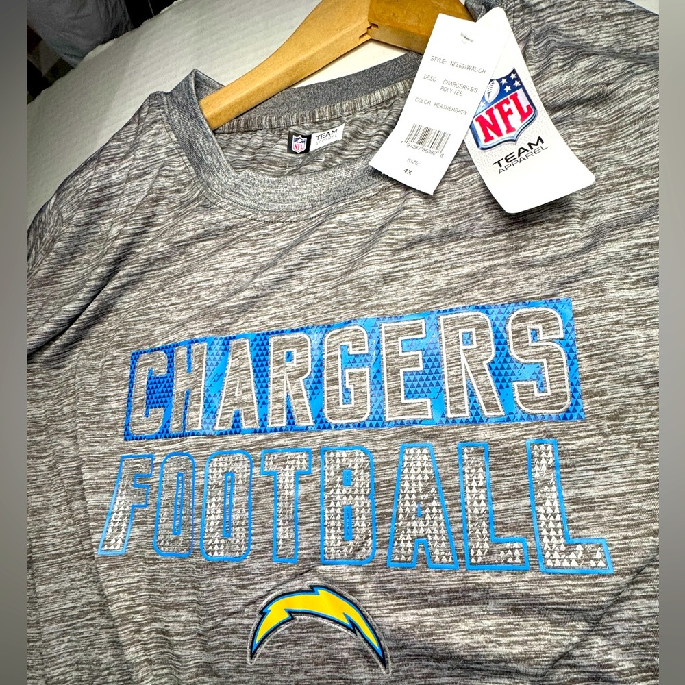 NFL Team Apparel LOS ANGELES CHARGERS Grey Graphic Tee T-Shirt Men's SIZE 4X NWT